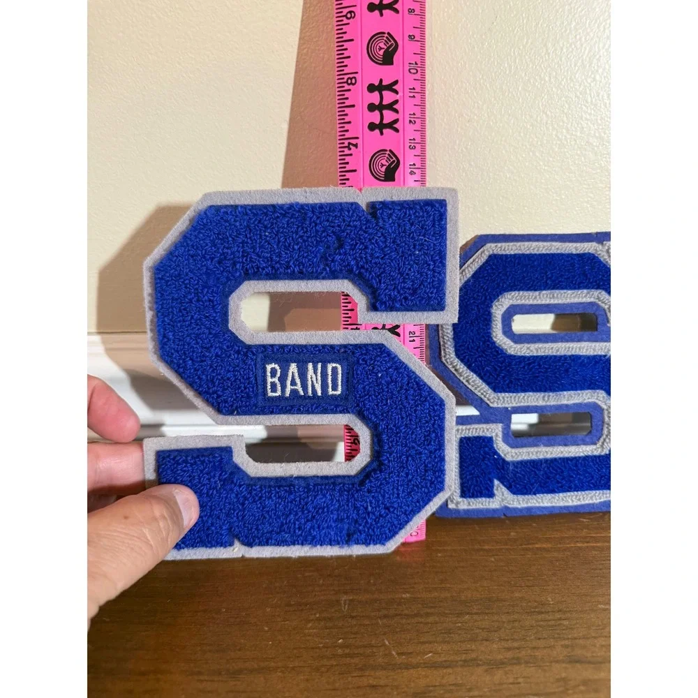 Vintage Chenille Varsity Letter S Band Patches Royal Blue Grey Lot of 2 6 Inch